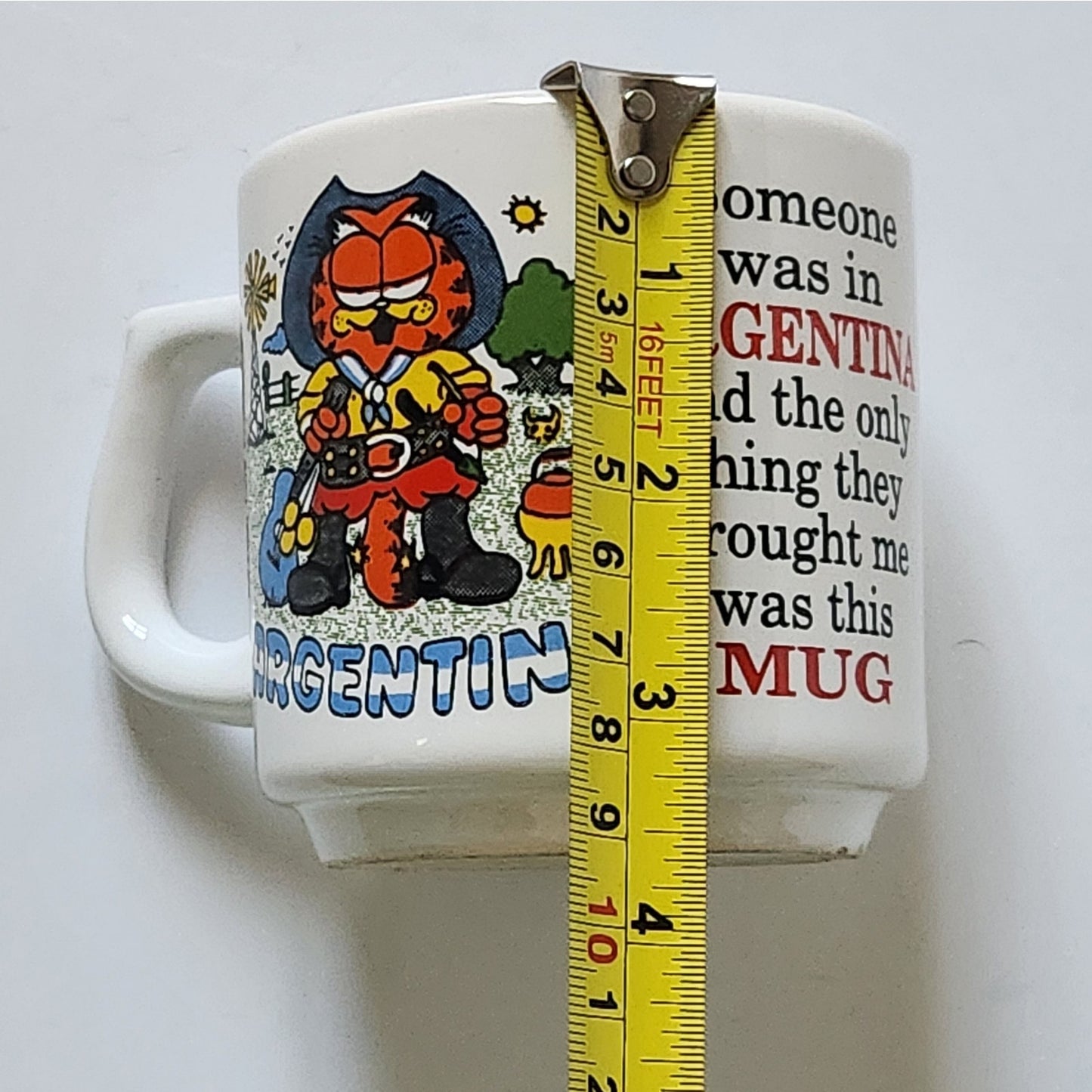 Vintage 80s Garfield Argentina Mug - 'Someone was in Argentina...' Souvenir Gift