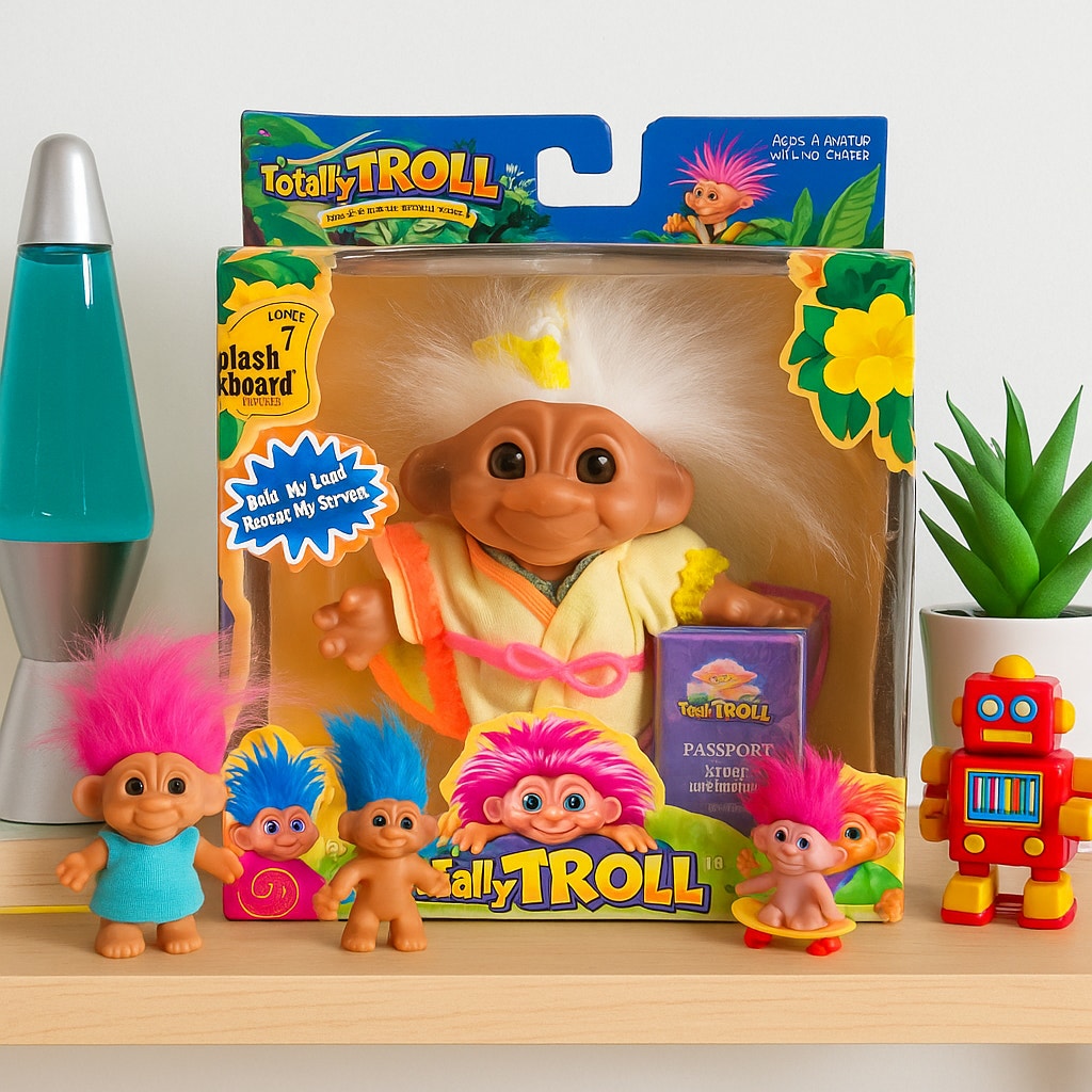 Totally Troll Splash Waxboard Series 1 Doll – Playmates 2001 – White Hair – New in Box (NIB) - Kids Toy