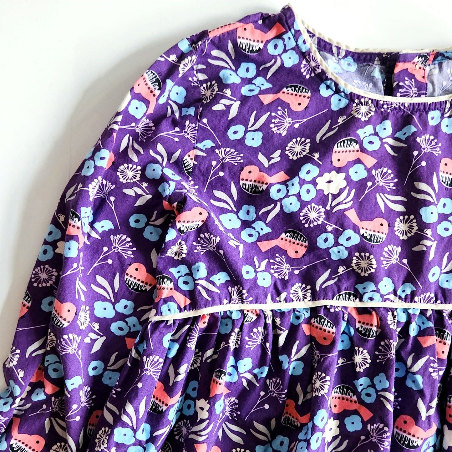 Hanna Andersson Purple & Pink Bird Print Tunic Blouse | Girls 14-16 / 160 cm