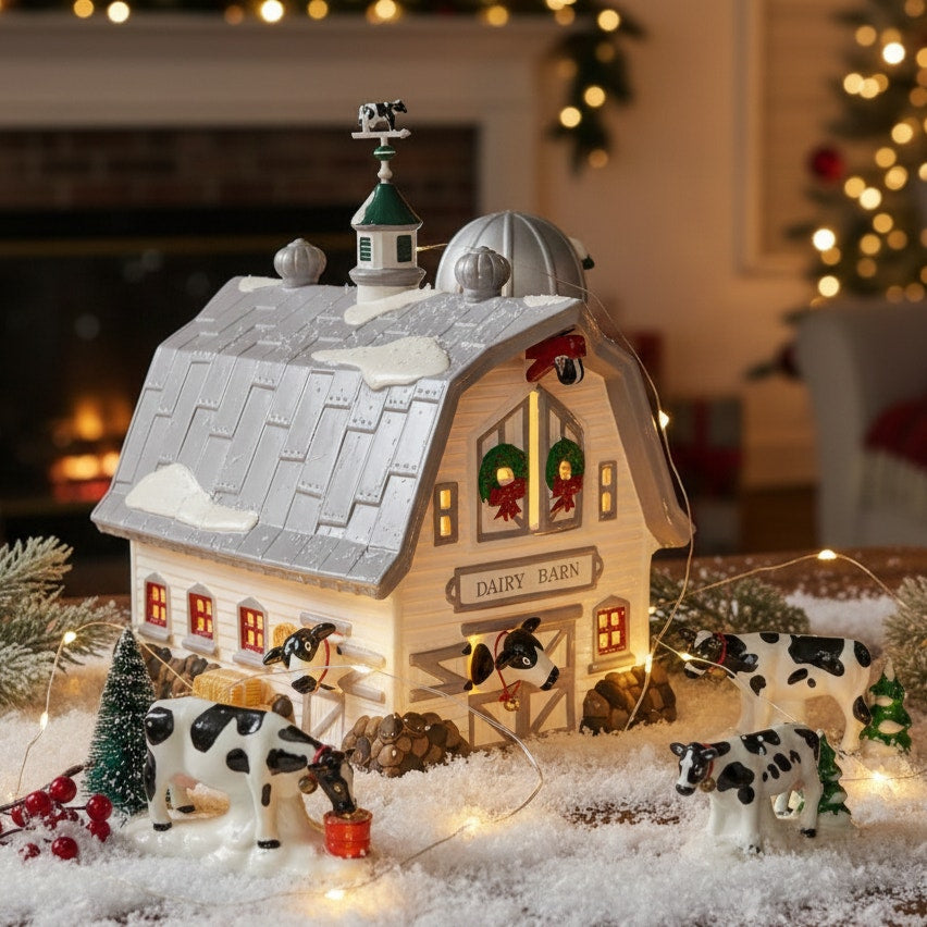 Department 56 “A Herd of Holiday Heifers” — Set of 3 Vintage 1993 Ceramic Christmas Cows