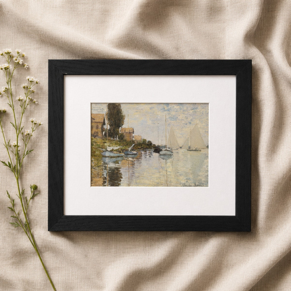 Au Petit-Gennevilliers by Monet | Impressionist Seine River Framed Print Art