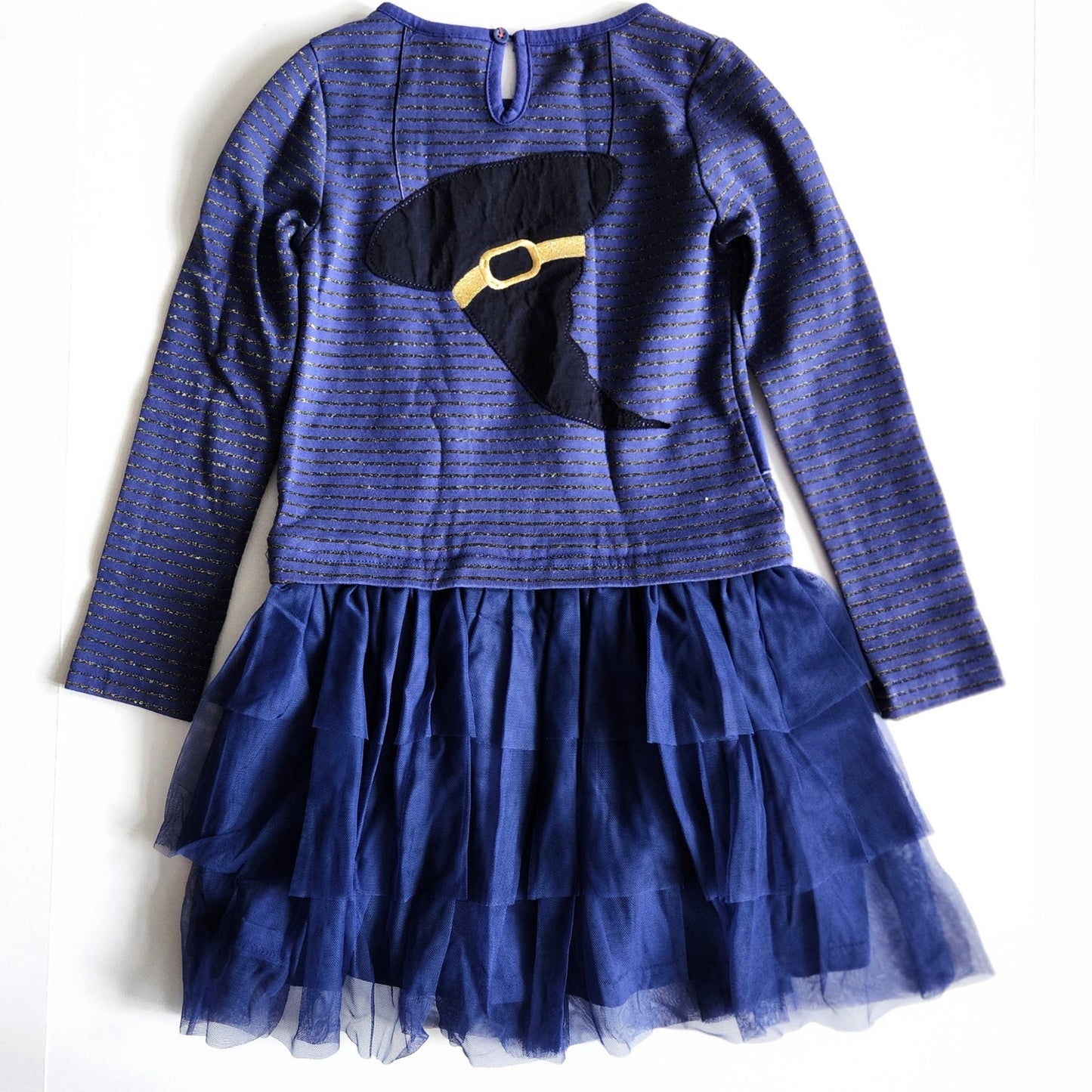 Mini Boden Girls Halloween Witch Dress Tulle Party Starboard Blue Cat Frog Vampire Blood Size 7-8Y
