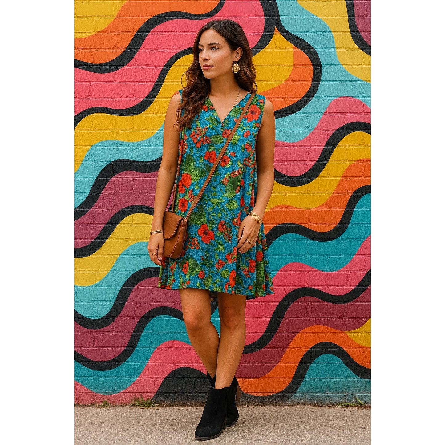 Philosophy Blue Floral Sleeveless Swing Dress – Women Size Small