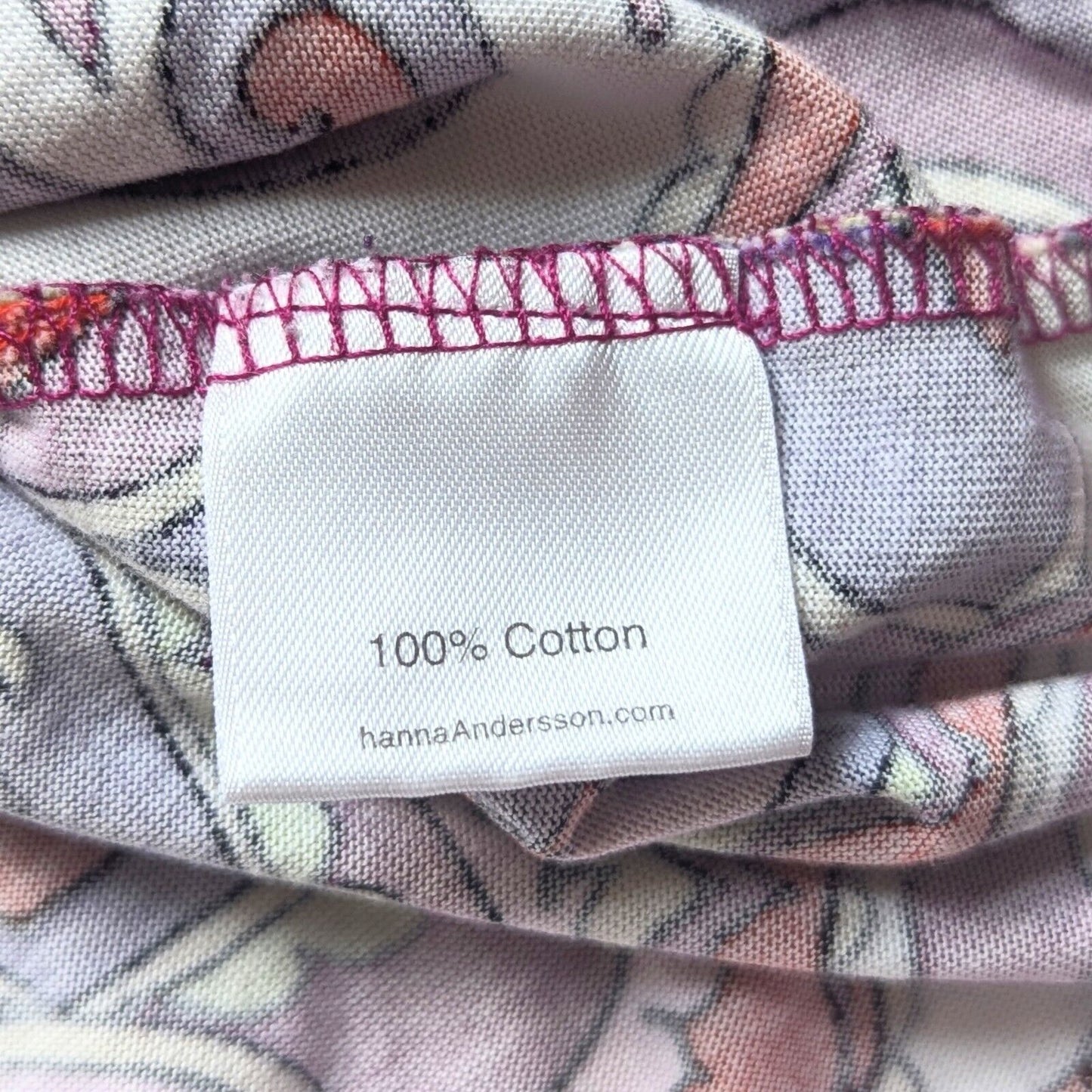 Hanna Andersson Girls Mod Paisley Long Sleeve Dress | Size 120 (6–7) | Retro Red Purple Green | Cotton