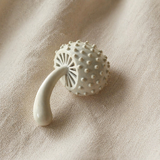 Vintage Monet White Mushroom Brooch