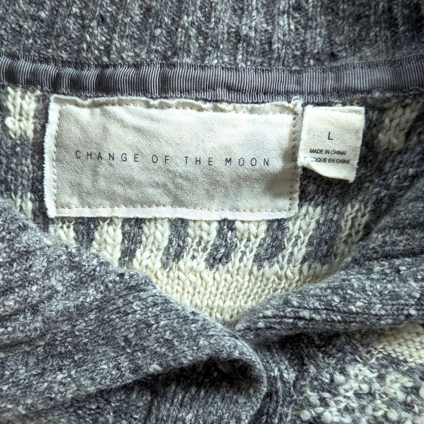 Change of the Moon Glissando Cowl Neck Sweater – Ivory & Gray – Women's L