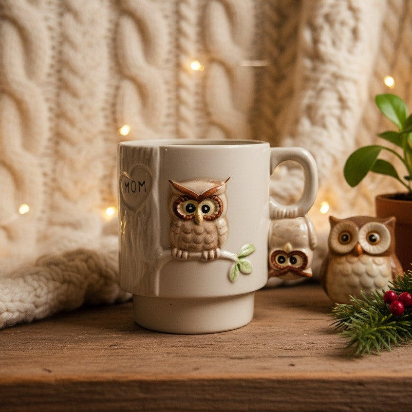 1970s 3D Owl Mom Mug and “We All Have Our Ups & Downs”