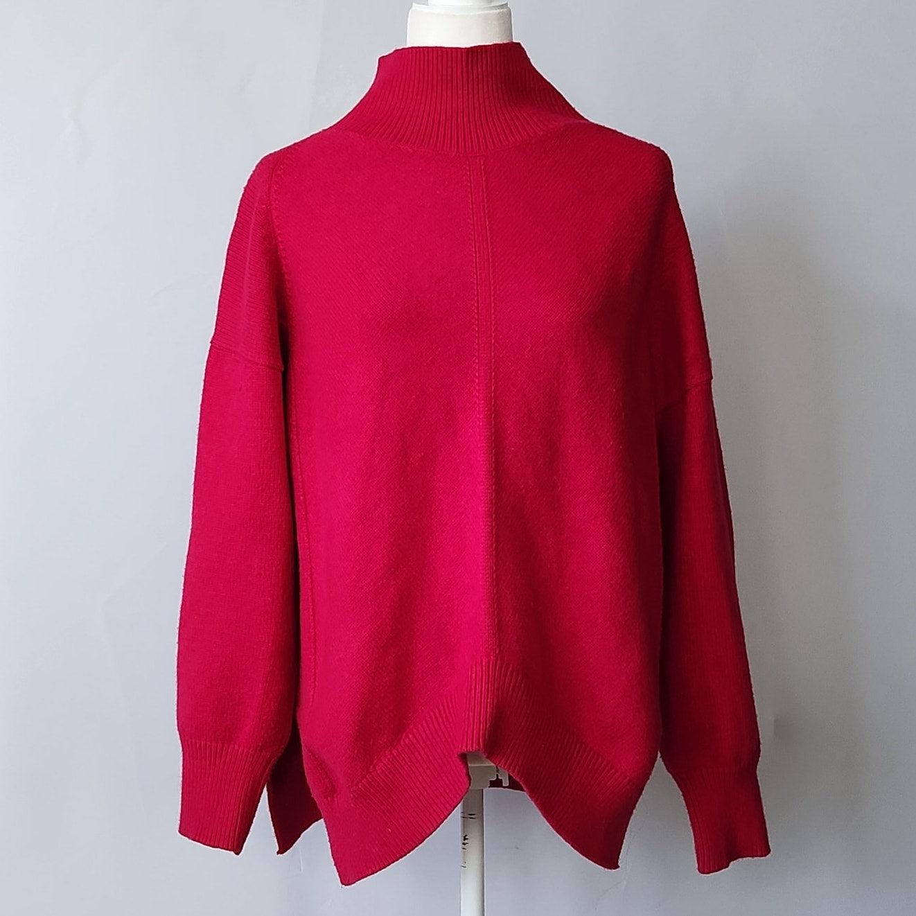 Crystal Mock Neck Pullover Sweater | Raspberry Pink | Women's M