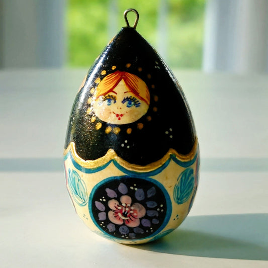 Vintage Hand Painted Russian Nesting Doll Ornament