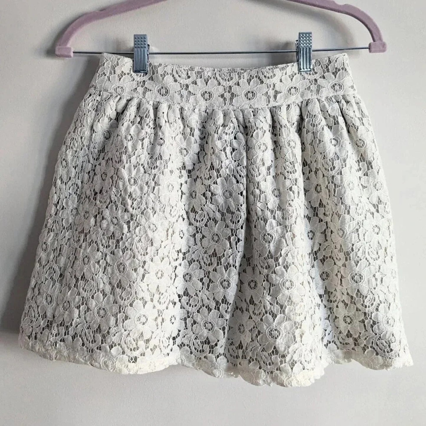 Brooks Brothers Red Fleece Girls Ivory Lace Metallic Adjustable Skirt | Size 12