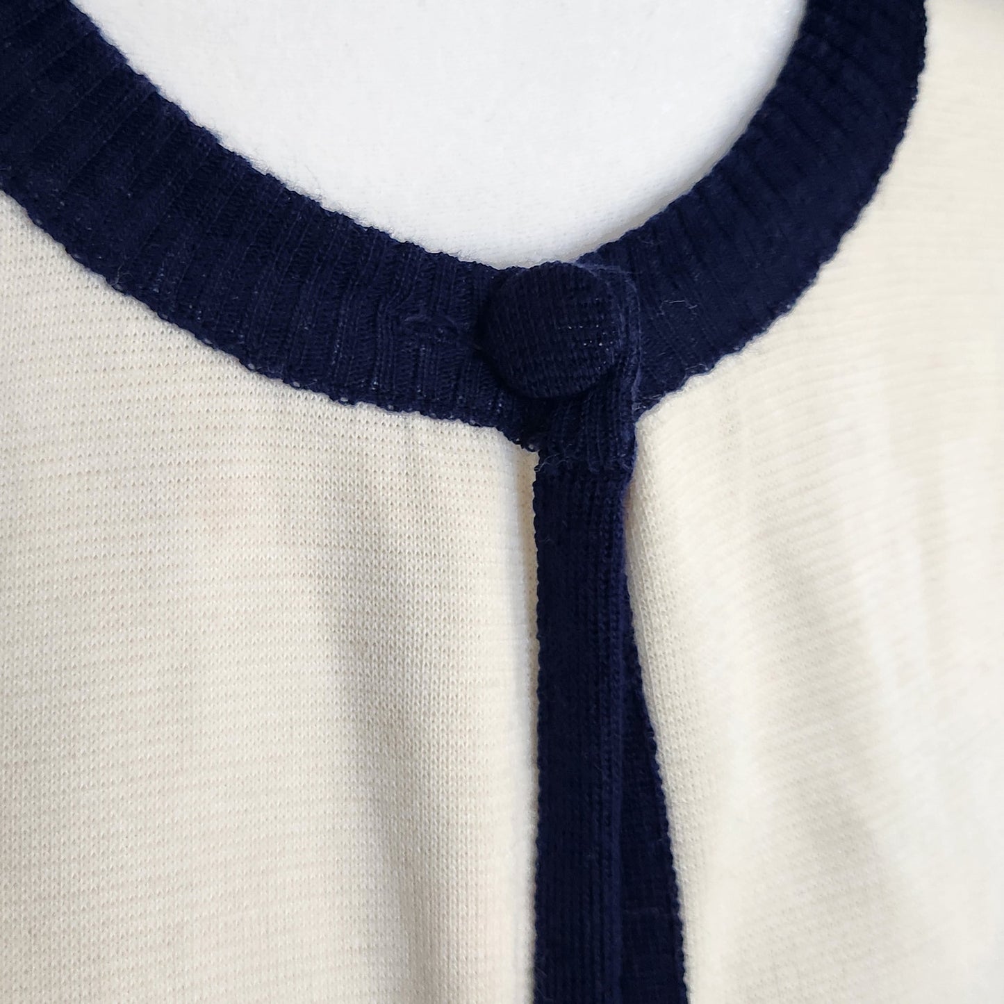 Retro-Inspired Cream Cape Jacket with Navy Trim | Classic Mod Style | Open Front