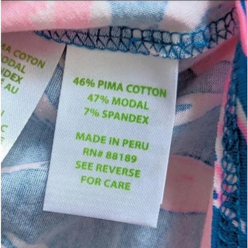 Lilly Pulitzer Women's Noemi Tank in Tidal Wave Size XXS Teal Pink Tassel Pima Cotton