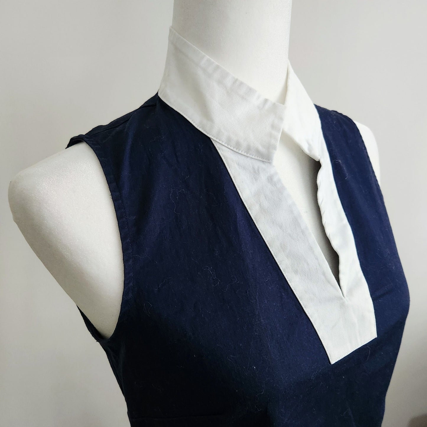 Sail to Sable Navy & White Stretch Cotton Sleeveless Shift Dress Size XS