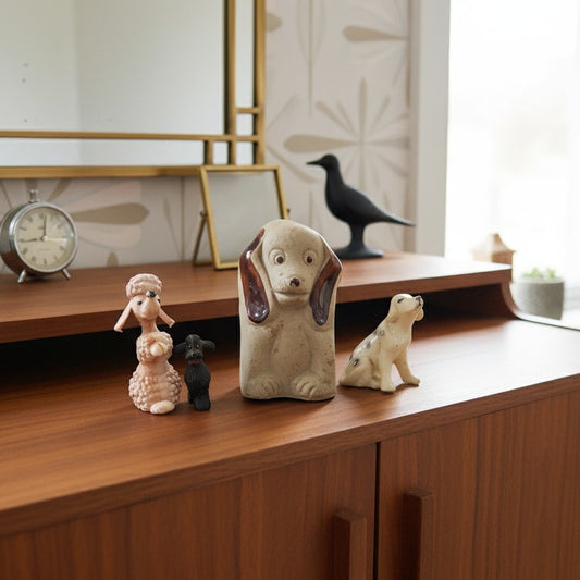 Vintage Ceramic Dog Figurines – Mid-Century Poodle, Spaniel & Dalmatian Collection