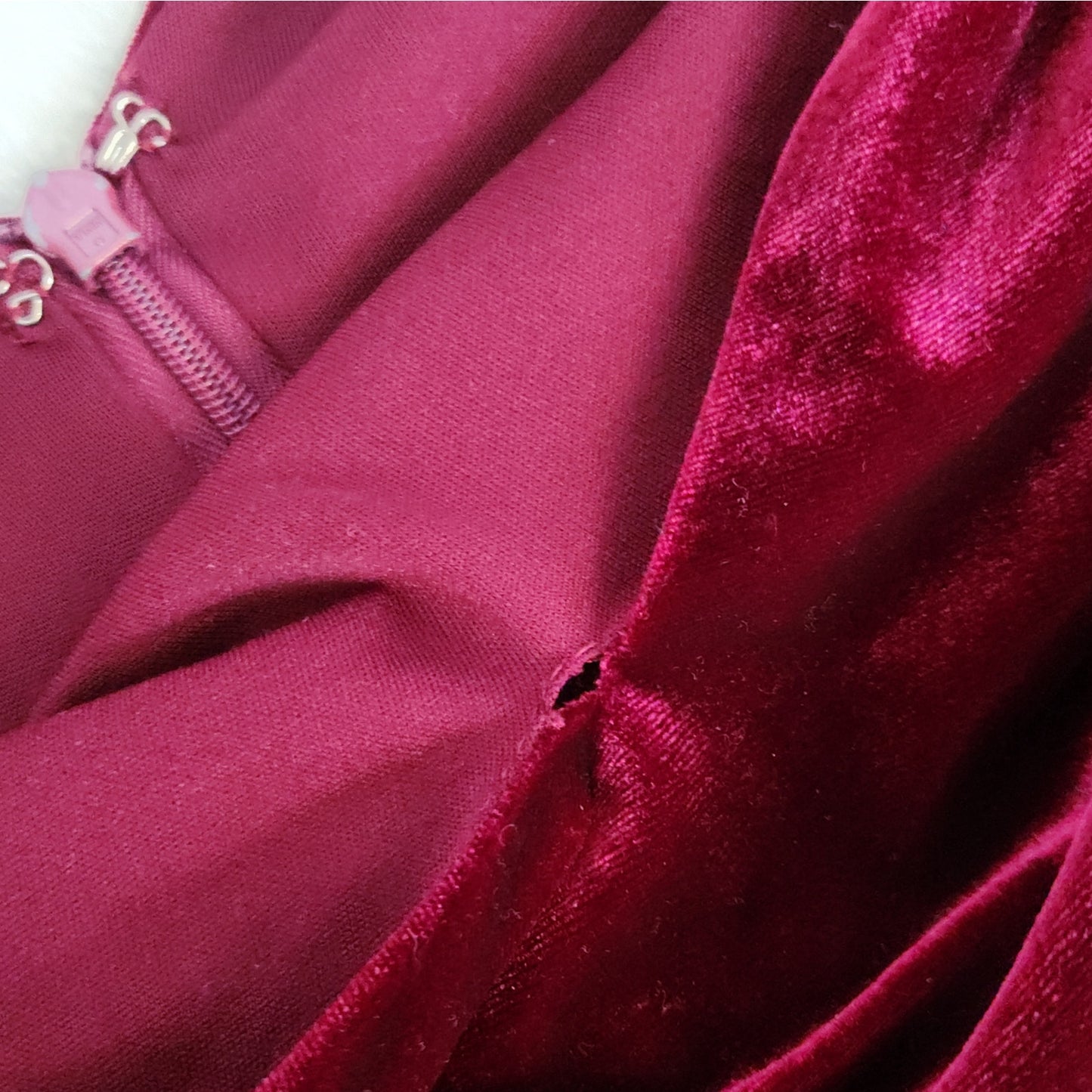 Badgley Mischka Burgundy Velvet Lace Sleeve Cocktail Dress