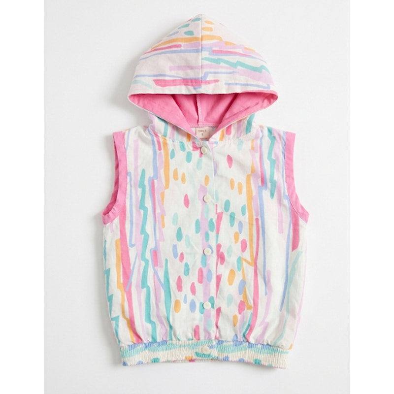 1980s Pastel Confetti Hooded Vest | Girls Size 5/6