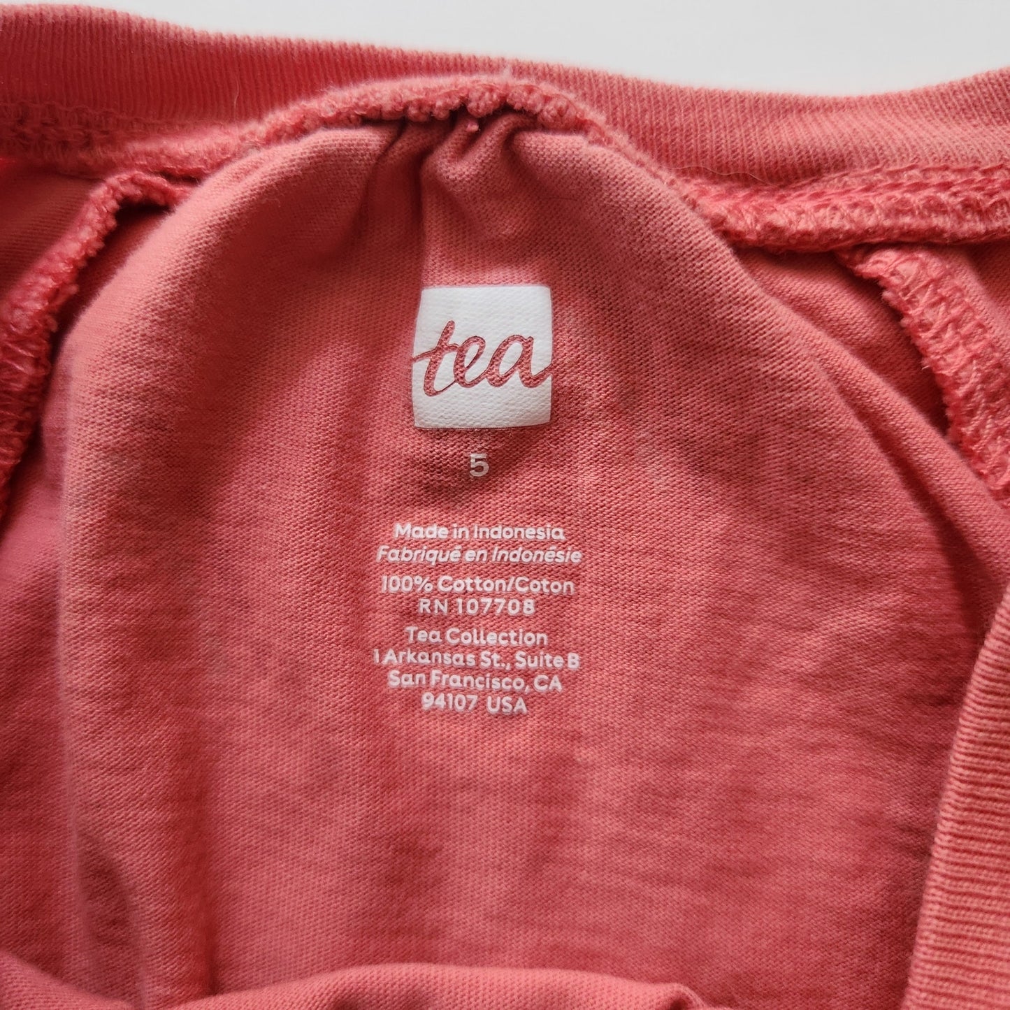 Tea Collection Coral Pink Sleeveless Rainbow Cotton Trapeze Dress Size 5 EUC