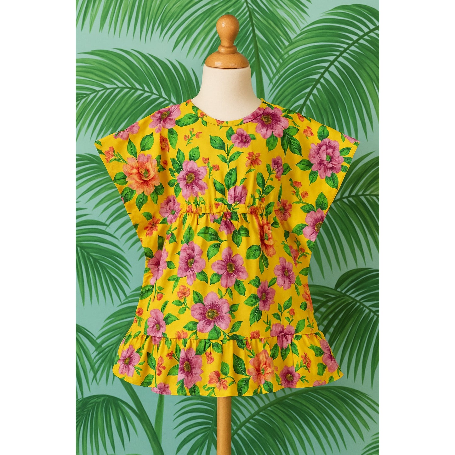 Janie and Jack Girls Floral Ruffle Swim Cover-Up & Recycled Flutter Sleeve Swimsuit Set 2T Solar Power Floral