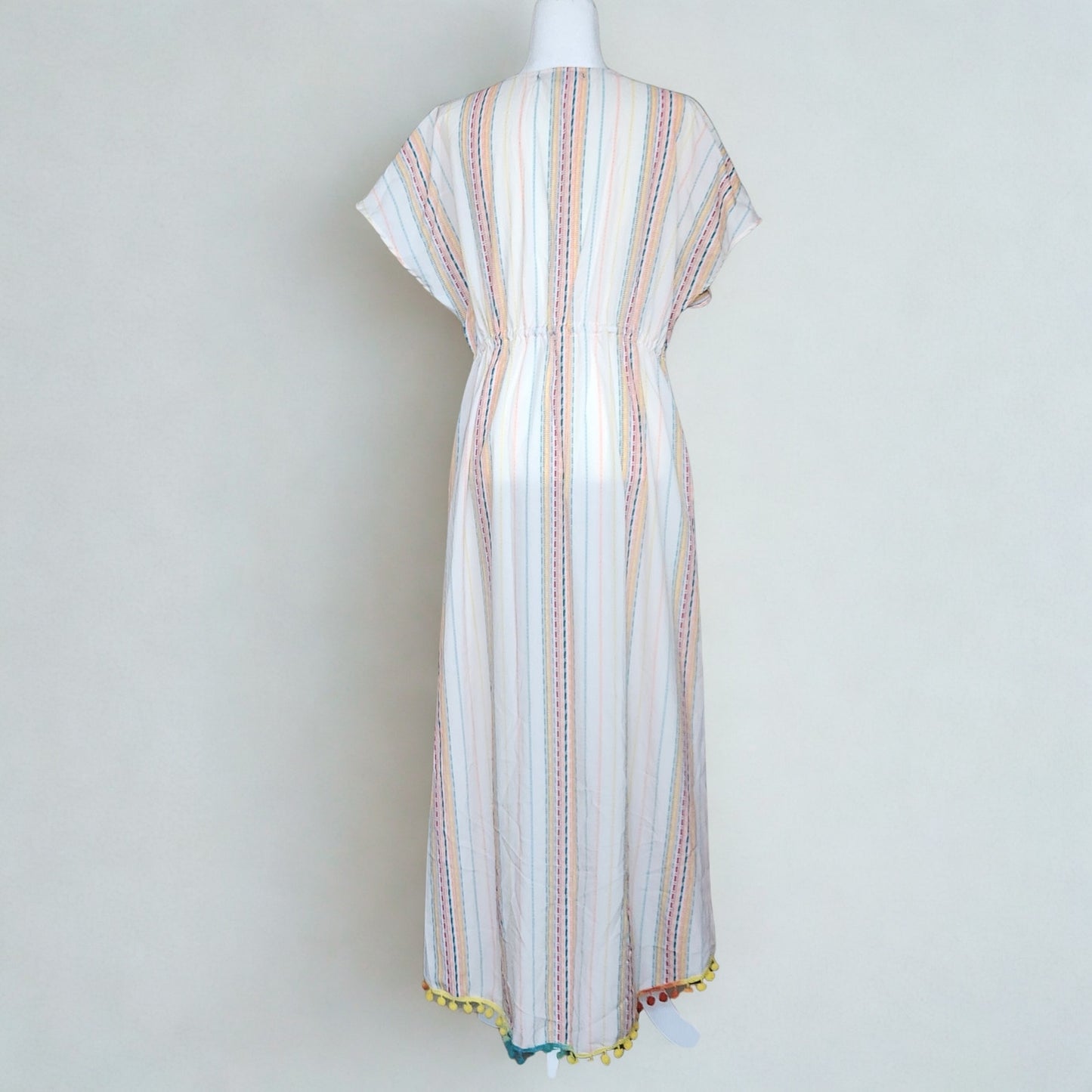 America & Beyond Rainbow Sunshine Pom Pom Beach Cover-Up Dress | Women's Size XL