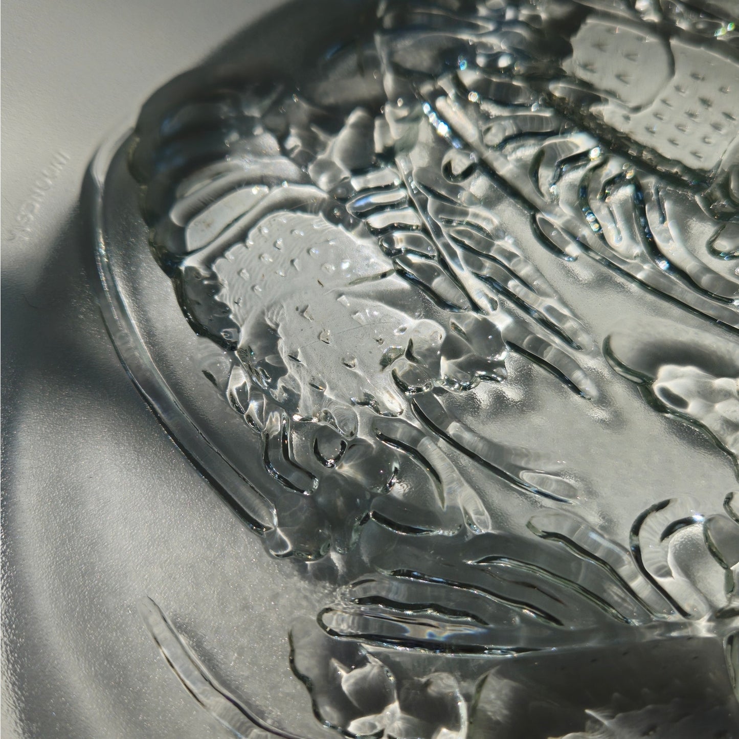 Vintage Pasari 9" Clear Pressed Glass Plate | 1970s Shrimp Lobster Crawfish