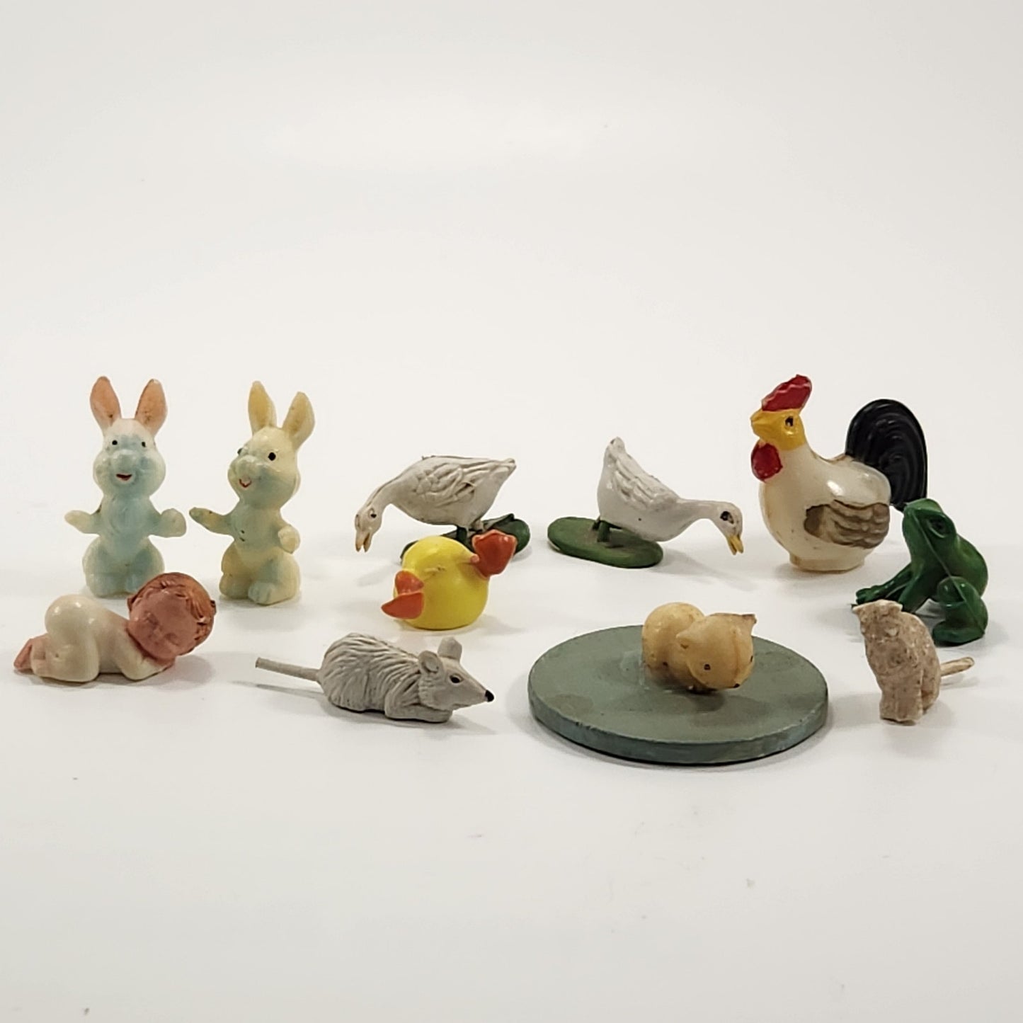 🐔 Vintage Miniature Animal Figurine Lot – 12 Pieces | Farm, Forest & Nursery Theme | Kids Dollhouse Scale Collectibles