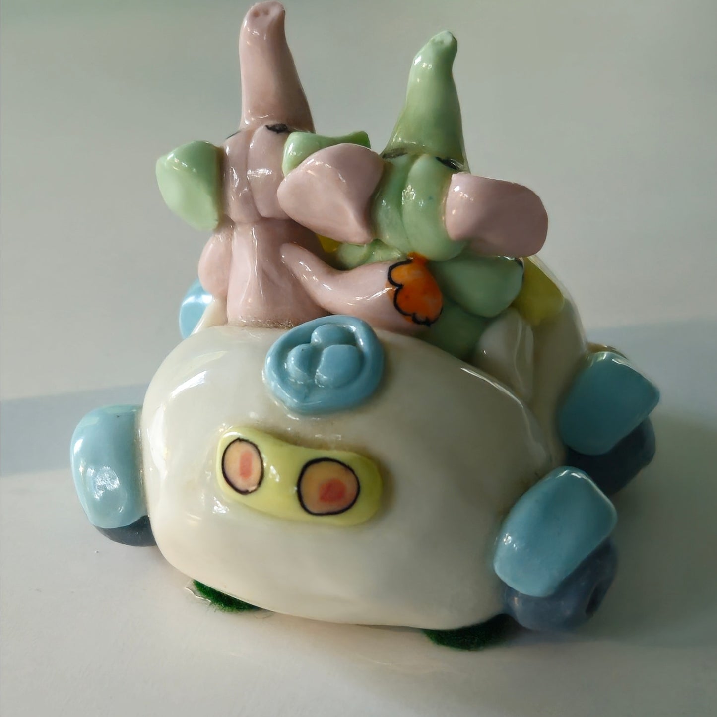 Vintage Ceramic Elephant Car Figurine