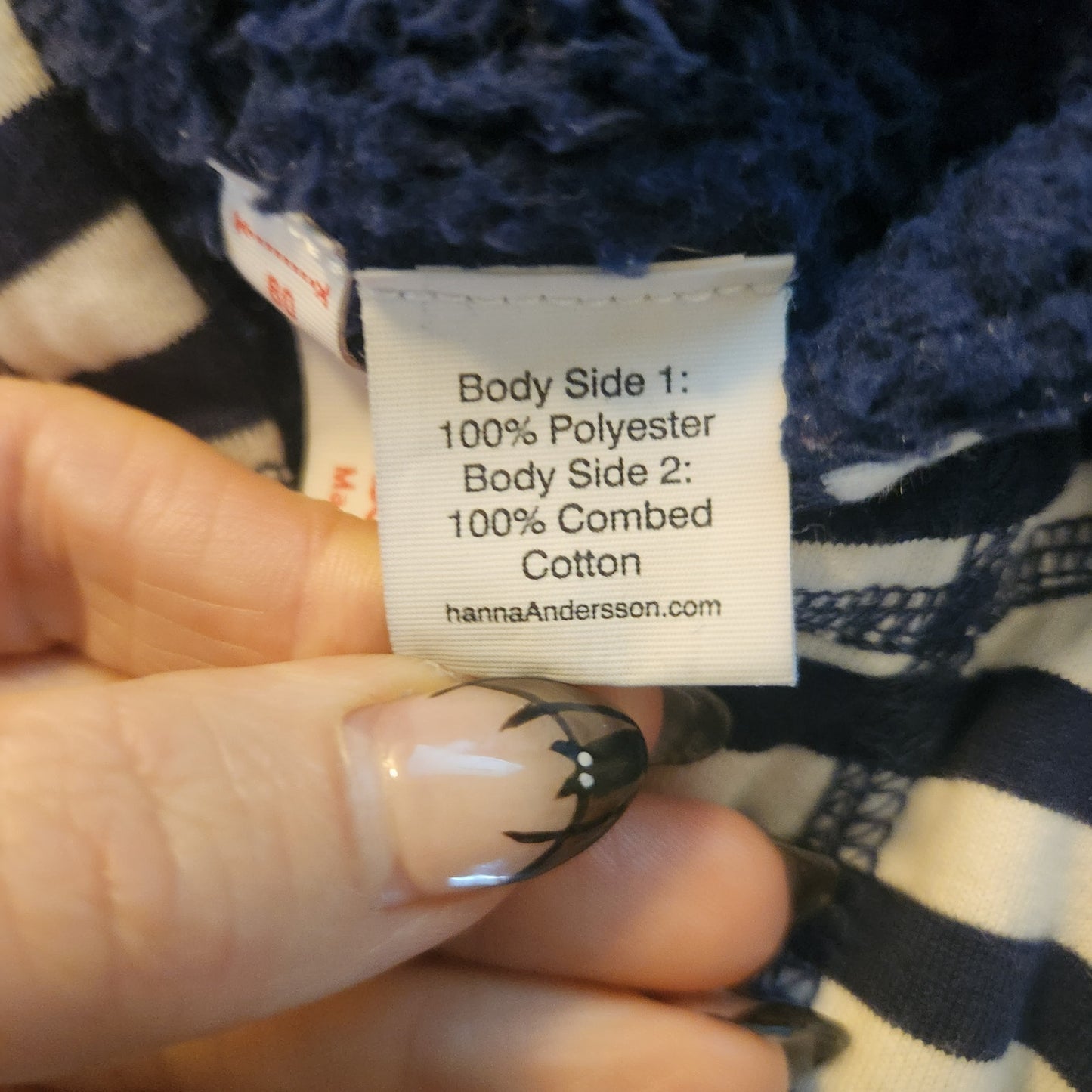 Reversible Striped Hooded Baby Fleece Bunting Coat | Navy Blue & White | Size 60 (3–6 Months)