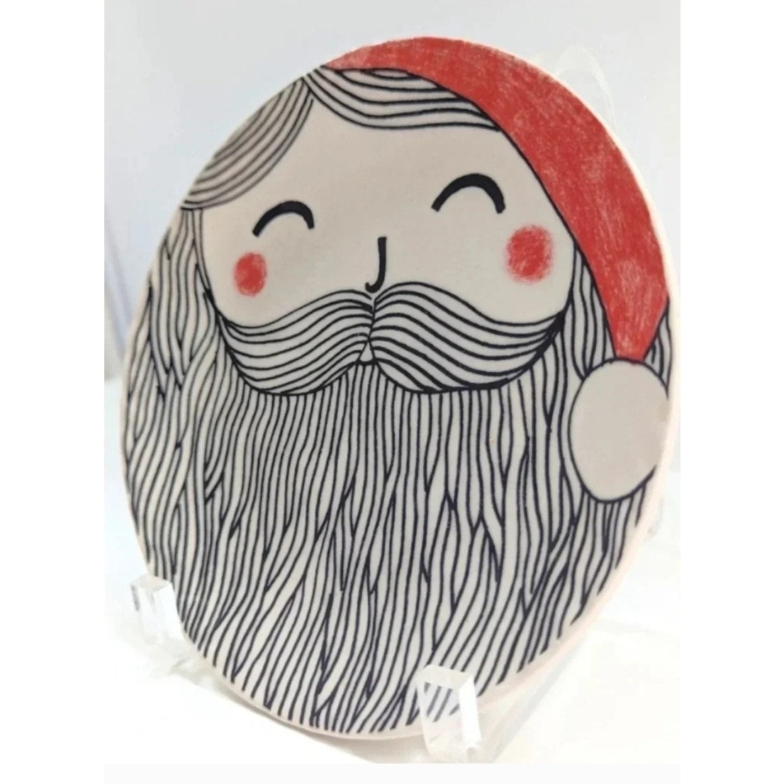 Anthropologie Santa Canape Plate by Kristina Saywell | Krafty K Design | Whimsical Home Holiday Dish | 7” Stoneware