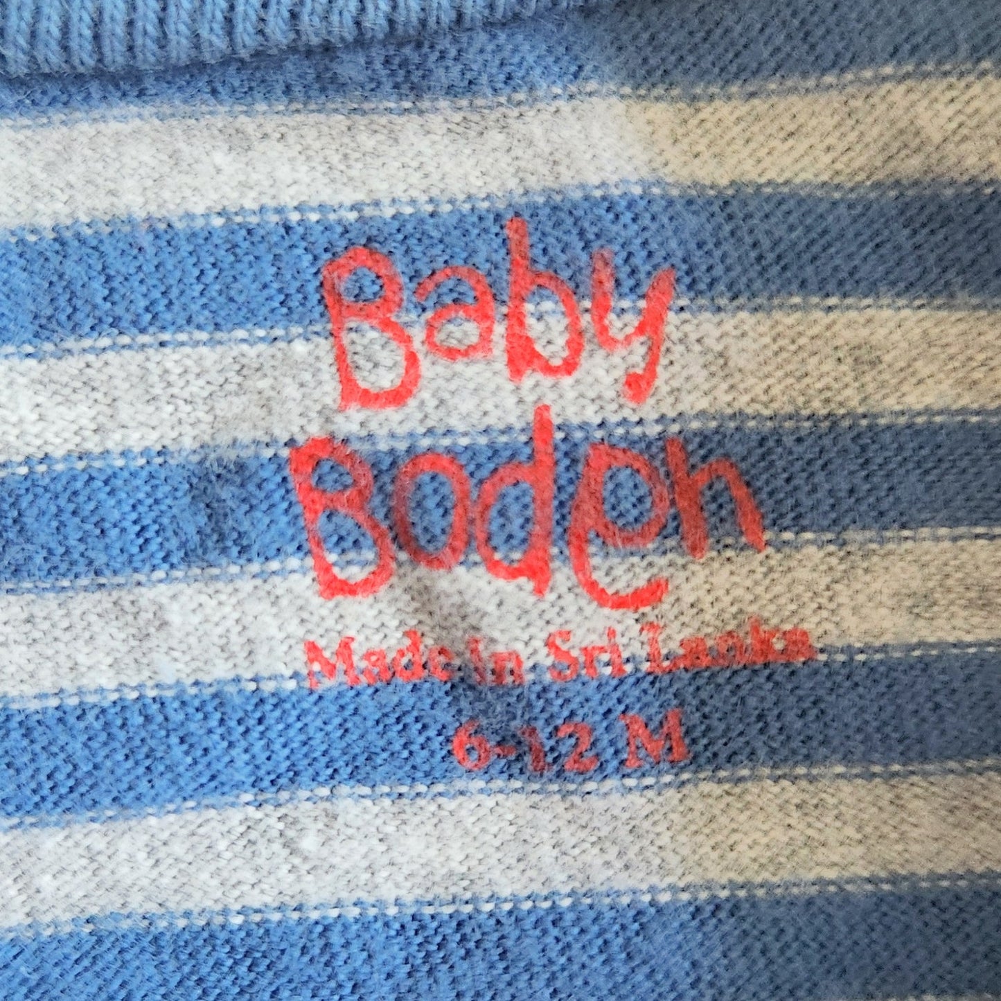 Vintage Baby Boden Infant Blue Striped Sheep in Scarf Long Sleeve Tee Size 6-12M