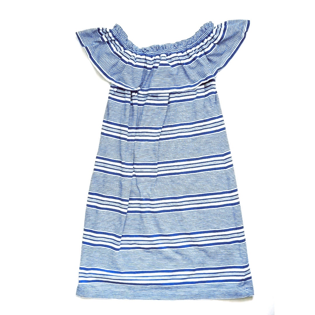 Vineyard Vines Blue White Striped Off Shoulder Ruffle Dress Women's Size XS
