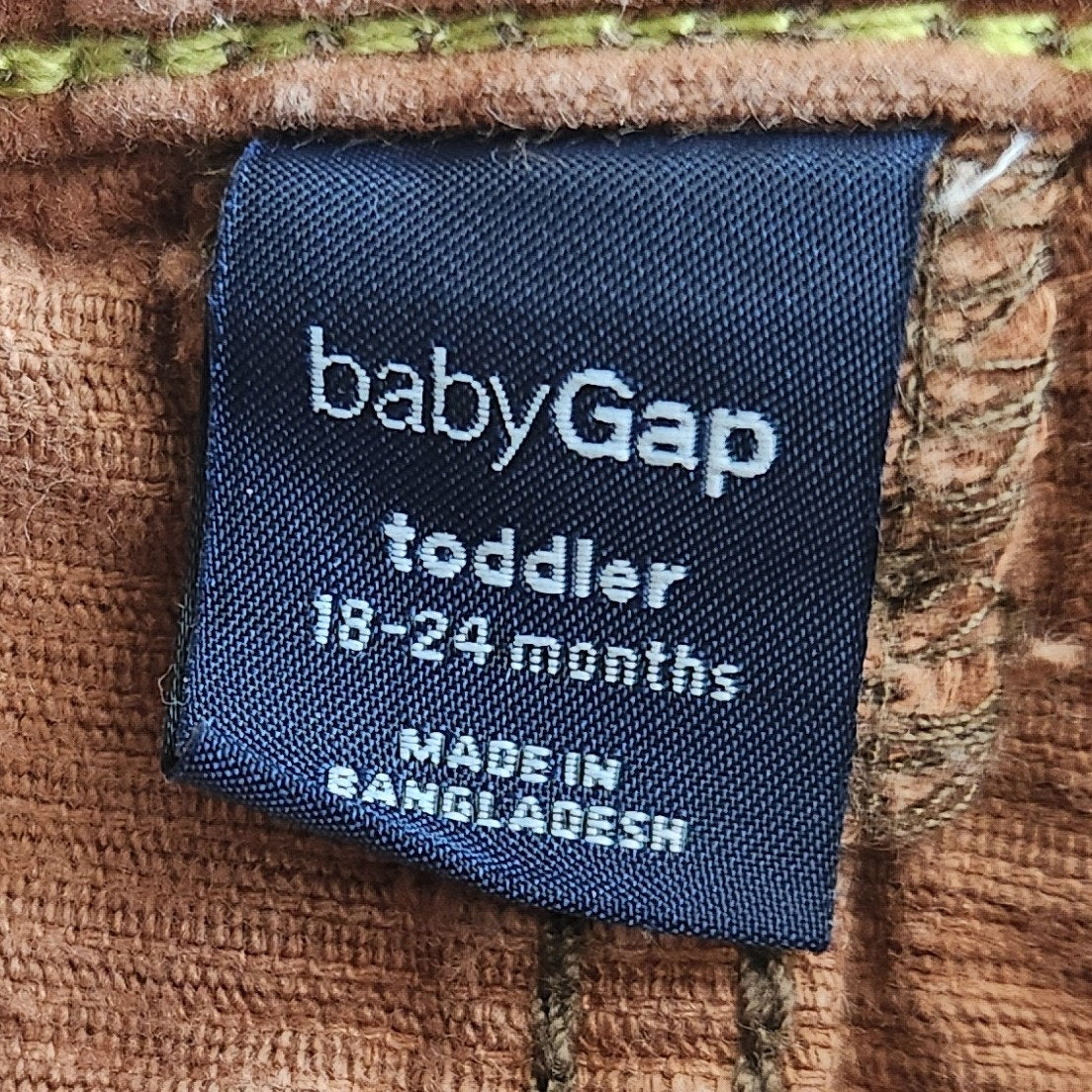 BabyGap 1969 Toddler Slim Cord with Stretch Deep Camel Size 18-24 months