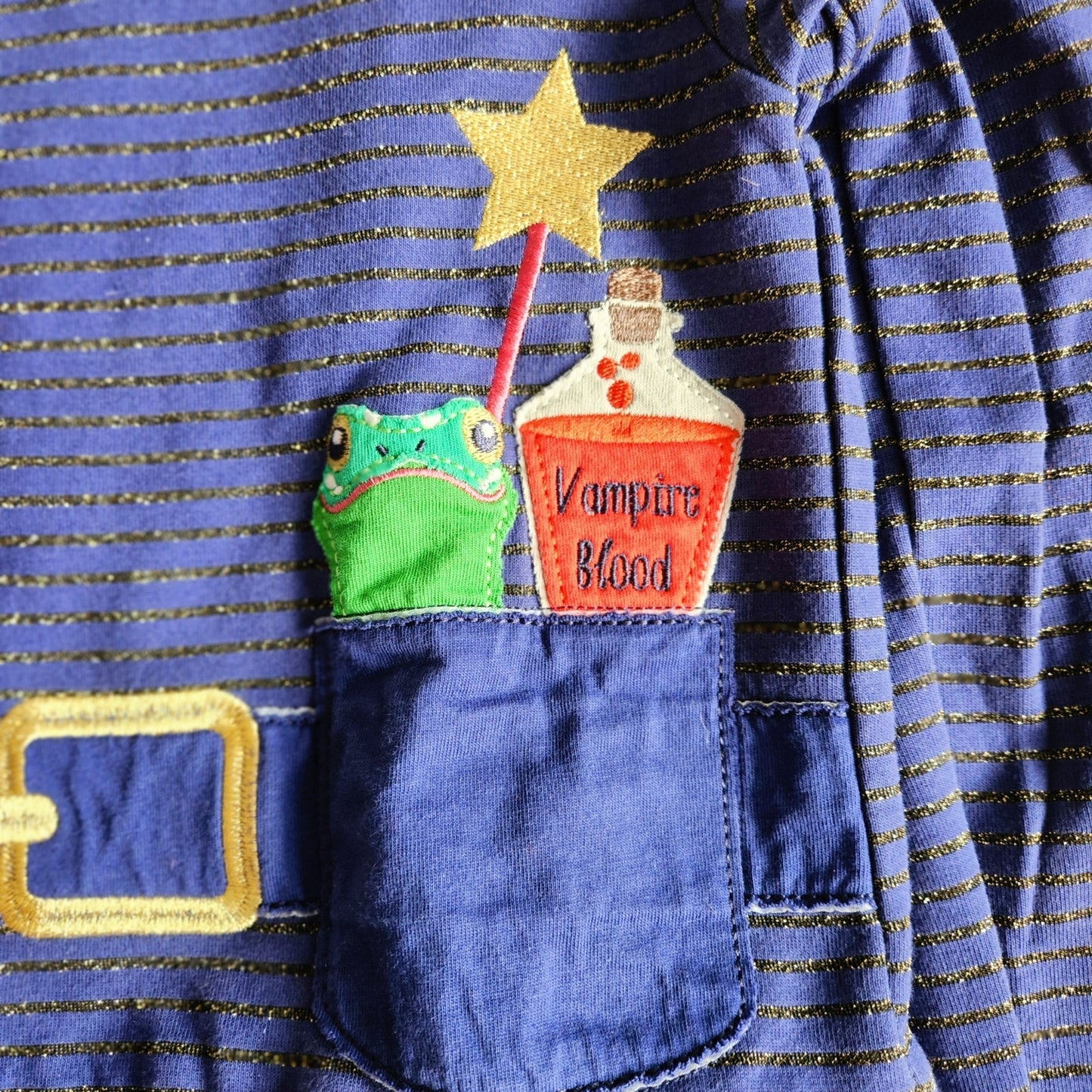 Mini Boden Girls Halloween Witch Dress Tulle Party Starboard Blue Cat Frog Vampire Blood Size 7-8Y