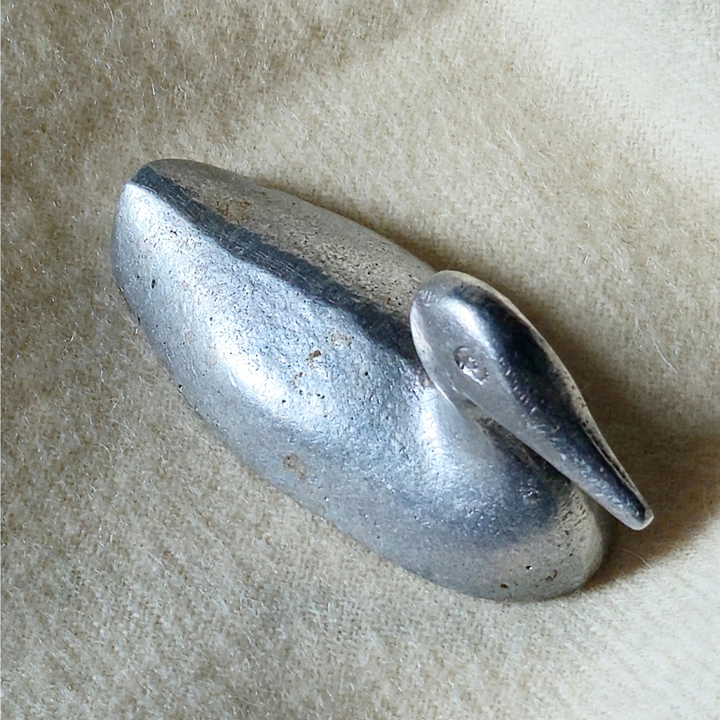 Mini Mid Century Aluminum Duck | 1960s Modernist Silver Sculpture | Tiny Shelf Accent