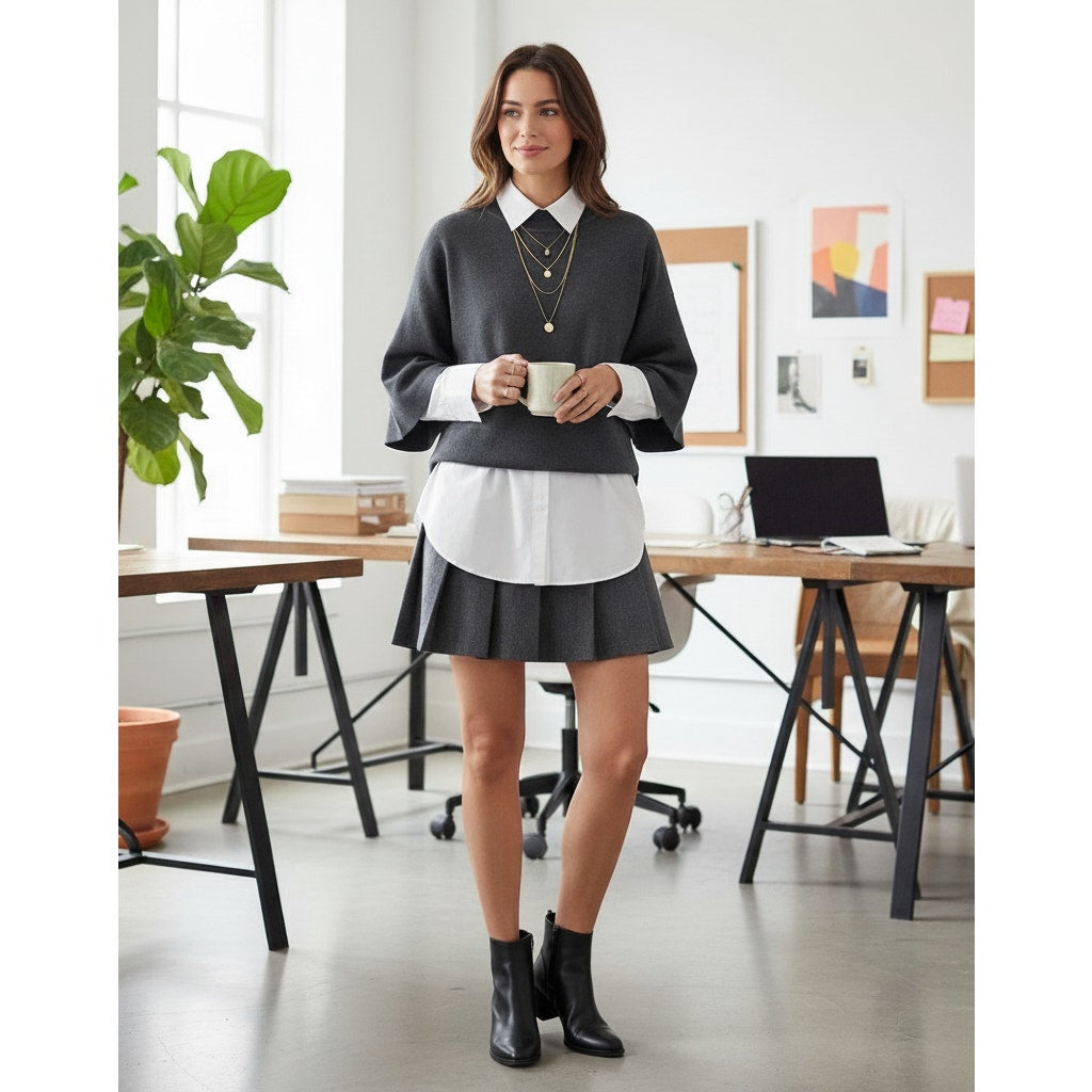 Anthropologie Lorena Flutter Sleeve Sweater – Charcoal Gray - Women's Size S