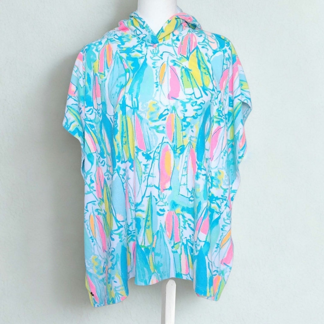 Lilly Pulitzer Girls Terry Lyra Hooded Swim Cover Up Beach Bae | Size XL 12-14
