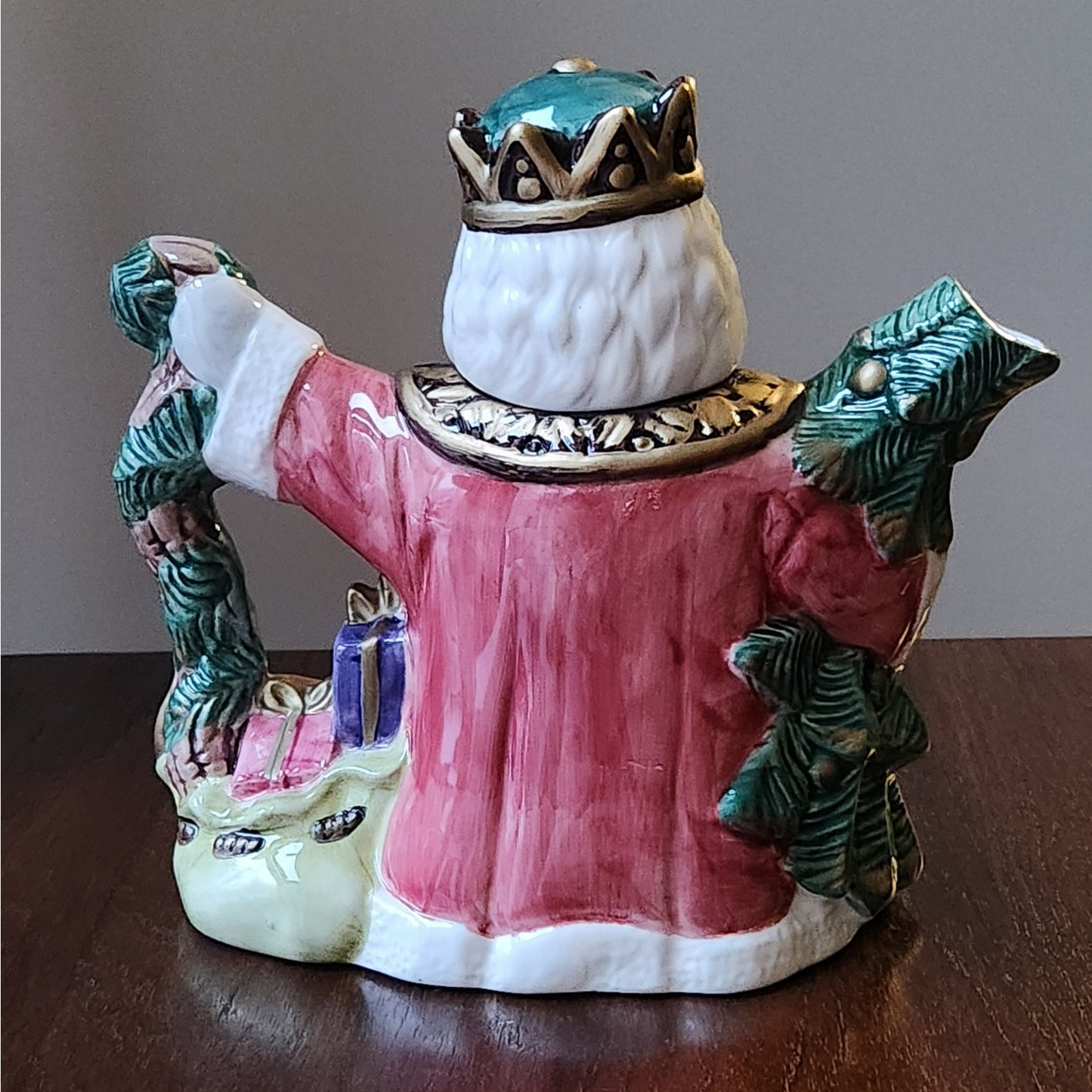 Vintage World Bazaars Santa King Ceramic Pitcher / Teapot – Early 2000s Regal Father Christmas