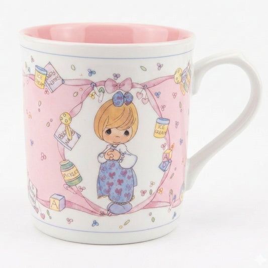 Precious Moments Enesco Mug – “The Good Lord Always Delivers” Baby Theme, Vintage 1991 Ceramic Cup, Christian Home Collectible