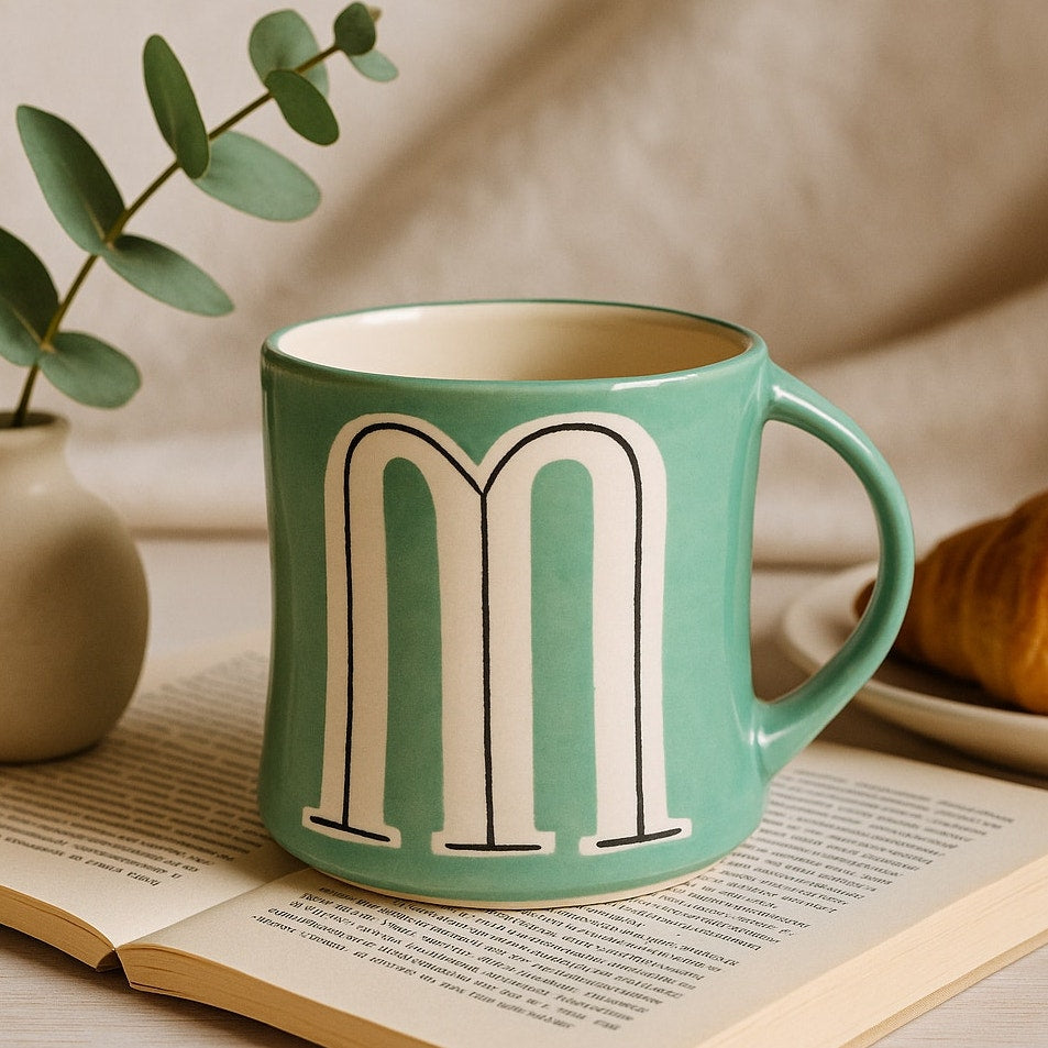Anthropologie Colorway Mia Hand-Painted Monogram Mug – Choose Your Letter “K” or “M”