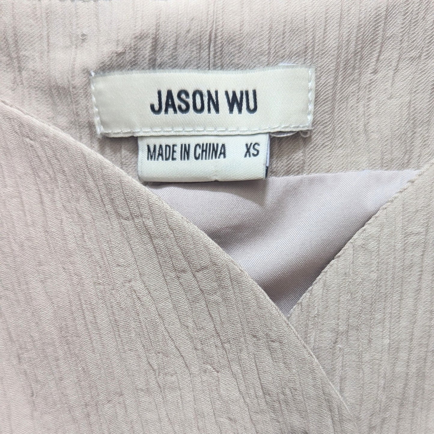 Jason Wu Women's Cropped Button Up Top XS Beige Taupe Crepe Mother of Pearl Buttons NWT