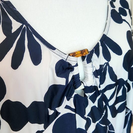 Trina Turk Bali Blossoms Midnight Buckle Stretch Tunic Swimsuit Cover Up Women's Size S