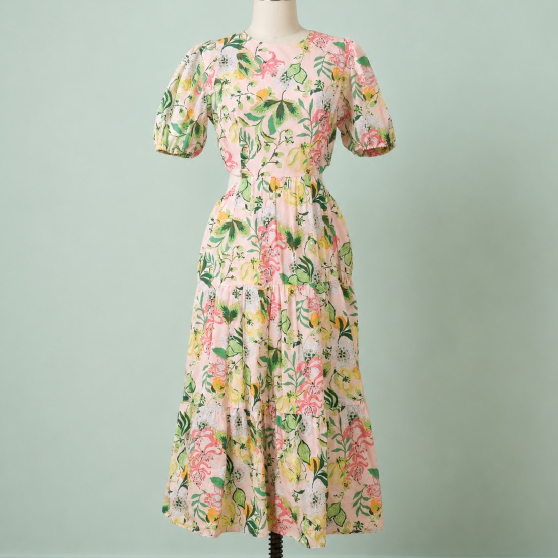 Lilly Pulitzer Women's Lyssa Floral Cotton Midi Dress Multi Via Amore Spritzer Size 8