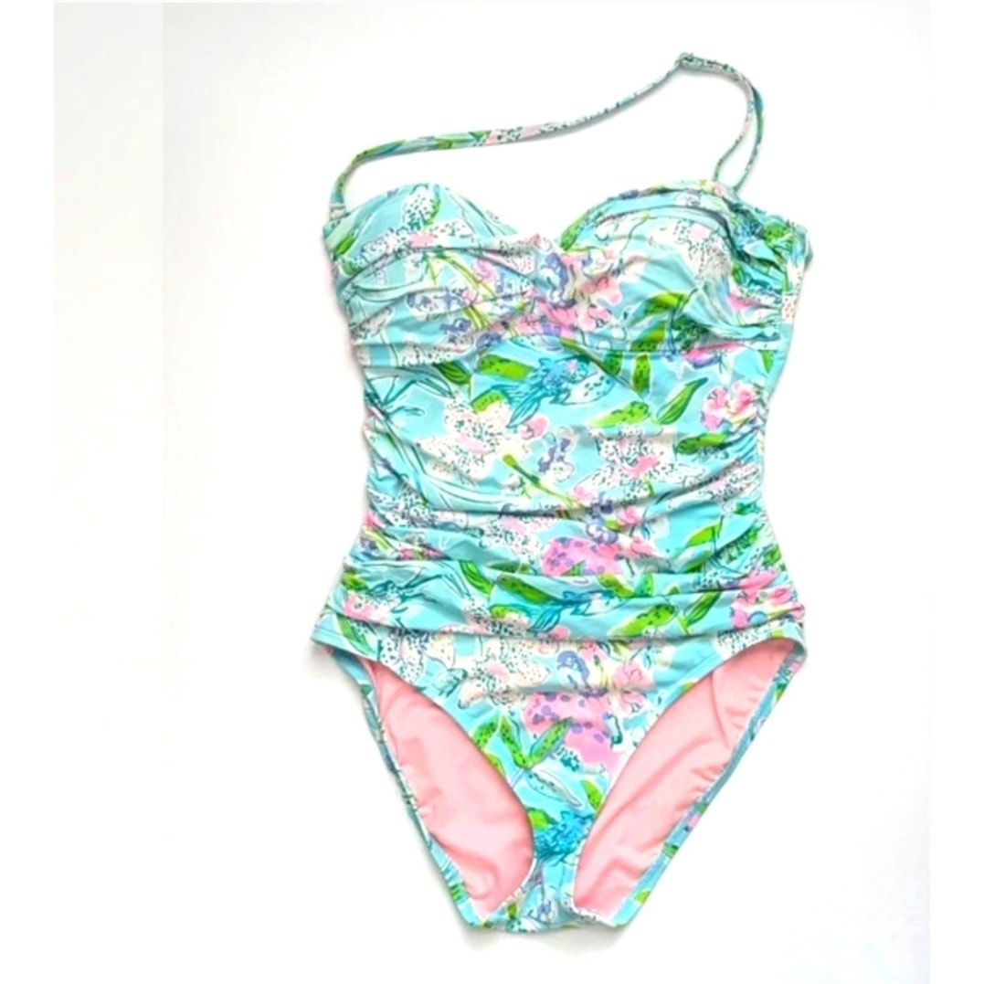 Lilly Pulitzer Women's Flamenco One-Piece Swimsuit Bali Blue Sway This Way Size 8