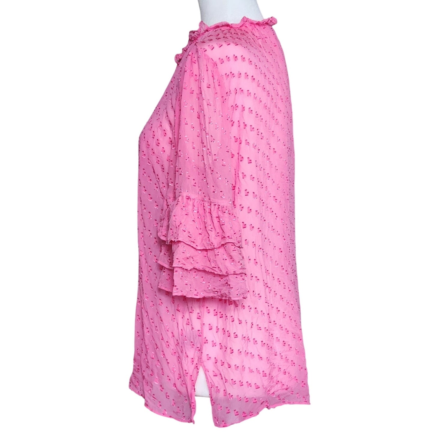 Julius Tier Sleeve Silk Blend Blouse Hot Pink | Women's M