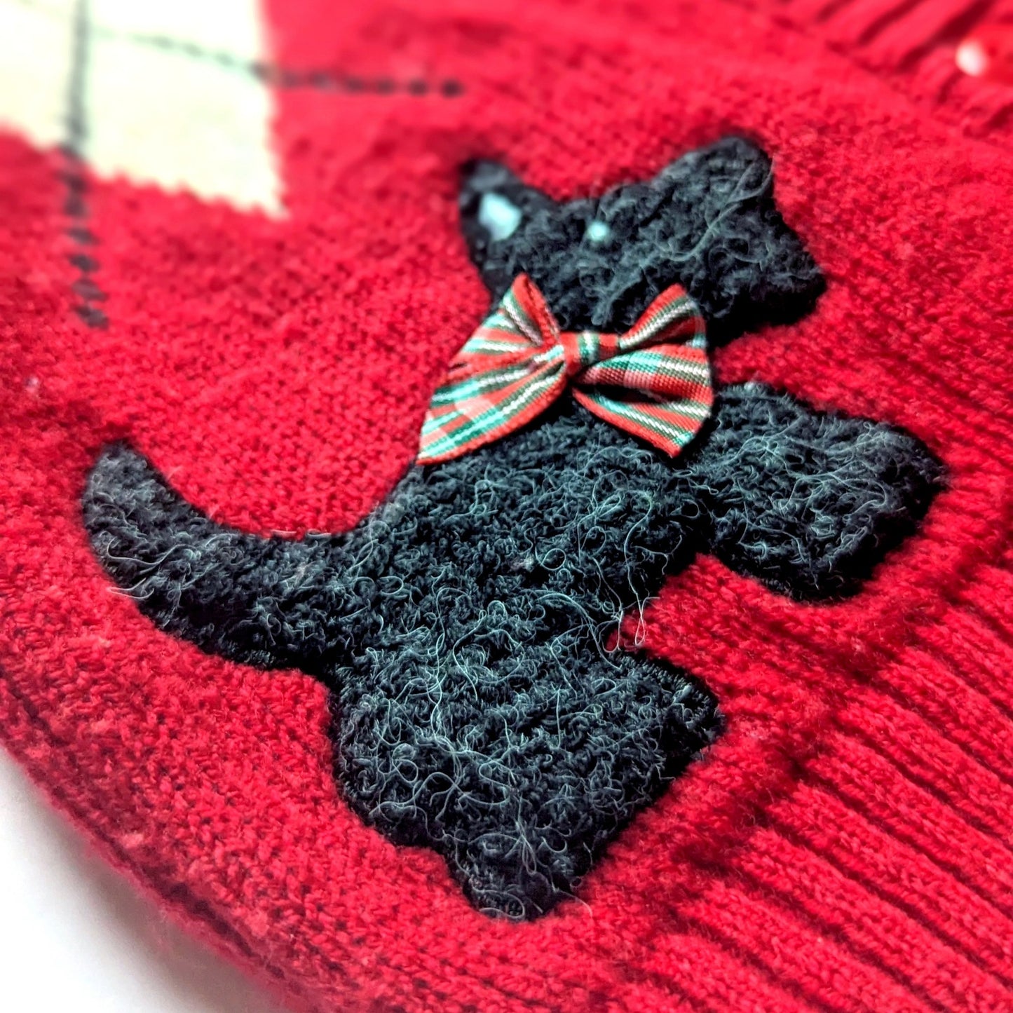 Vintage 90s Toddler Girl’s Red Scottie Dog Cardigan – B.T. Kids 2T – Argyle Sweater with Peter Pan Collar & Plaid Bows