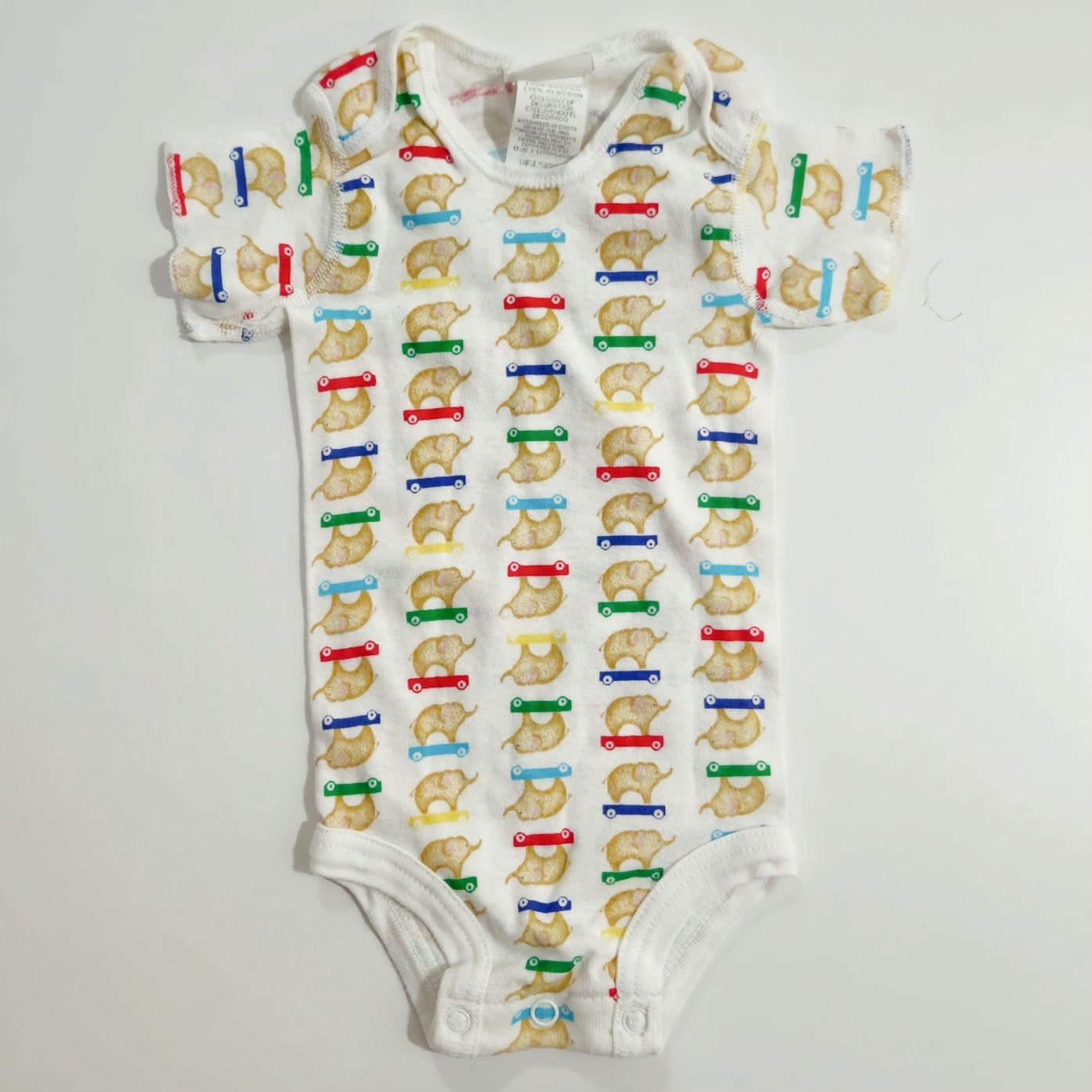 Vintage 1990s Carter's Elephant on Skateboard Baby One-Piece Bodysuit 6-9M