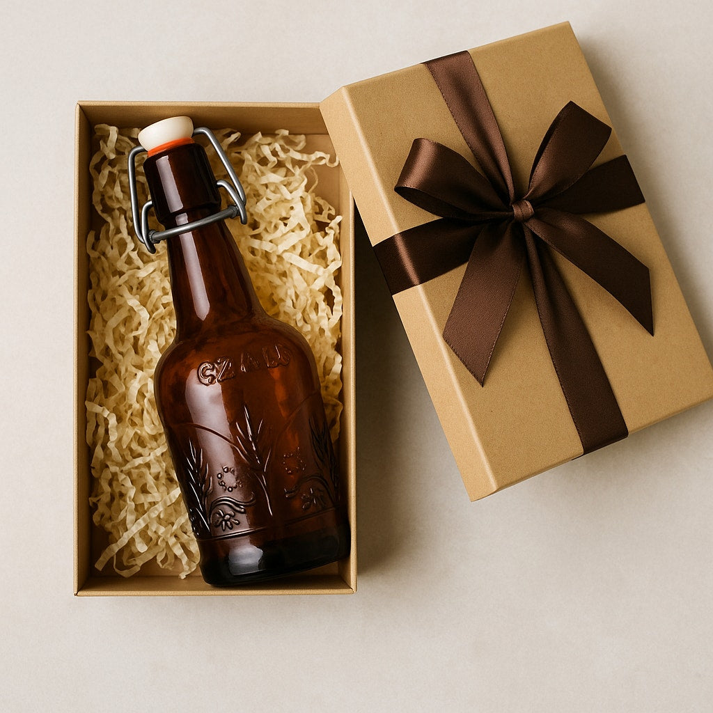 Vintage 1970s Dr. JM McGillicudy’s Sarsaparilla Root Beer Cream Soda Bottle | Amber Brown EZ Cap Swing Top Glass | Farmhouse Barware Home Collectible