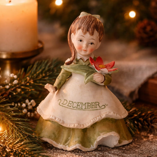 Vintage Lefton Month Girl Figurine – December | 1950s Birthday Collectible