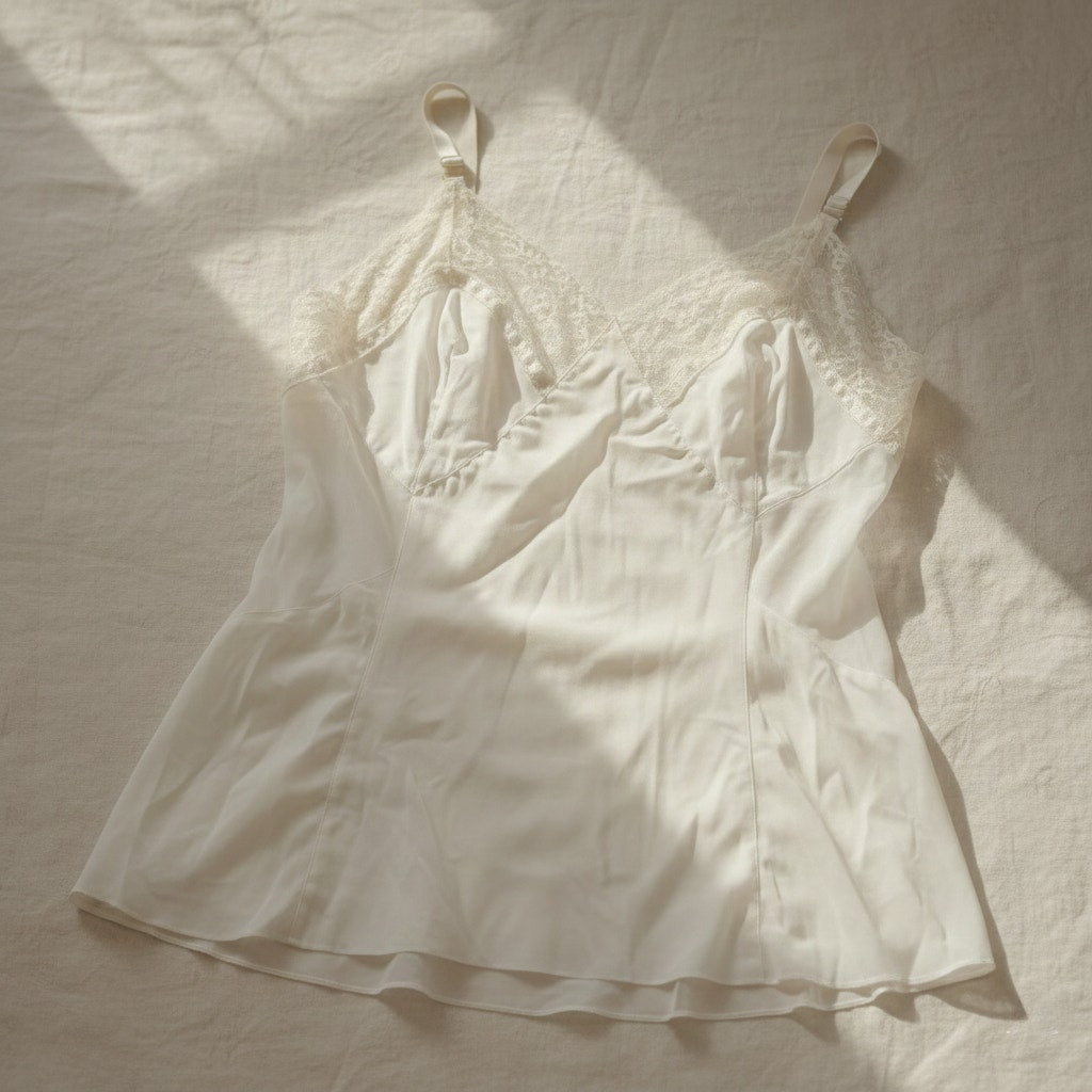 Vintage Barbizon “Bryn Fit” Lace-Trim Nylon Camisole | USA Made | c. 1960s