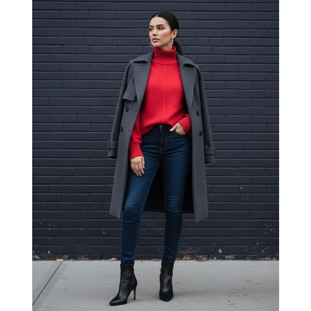 Crystal Mock Neck Pullover Sweater | Raspberry Pink | Women's M