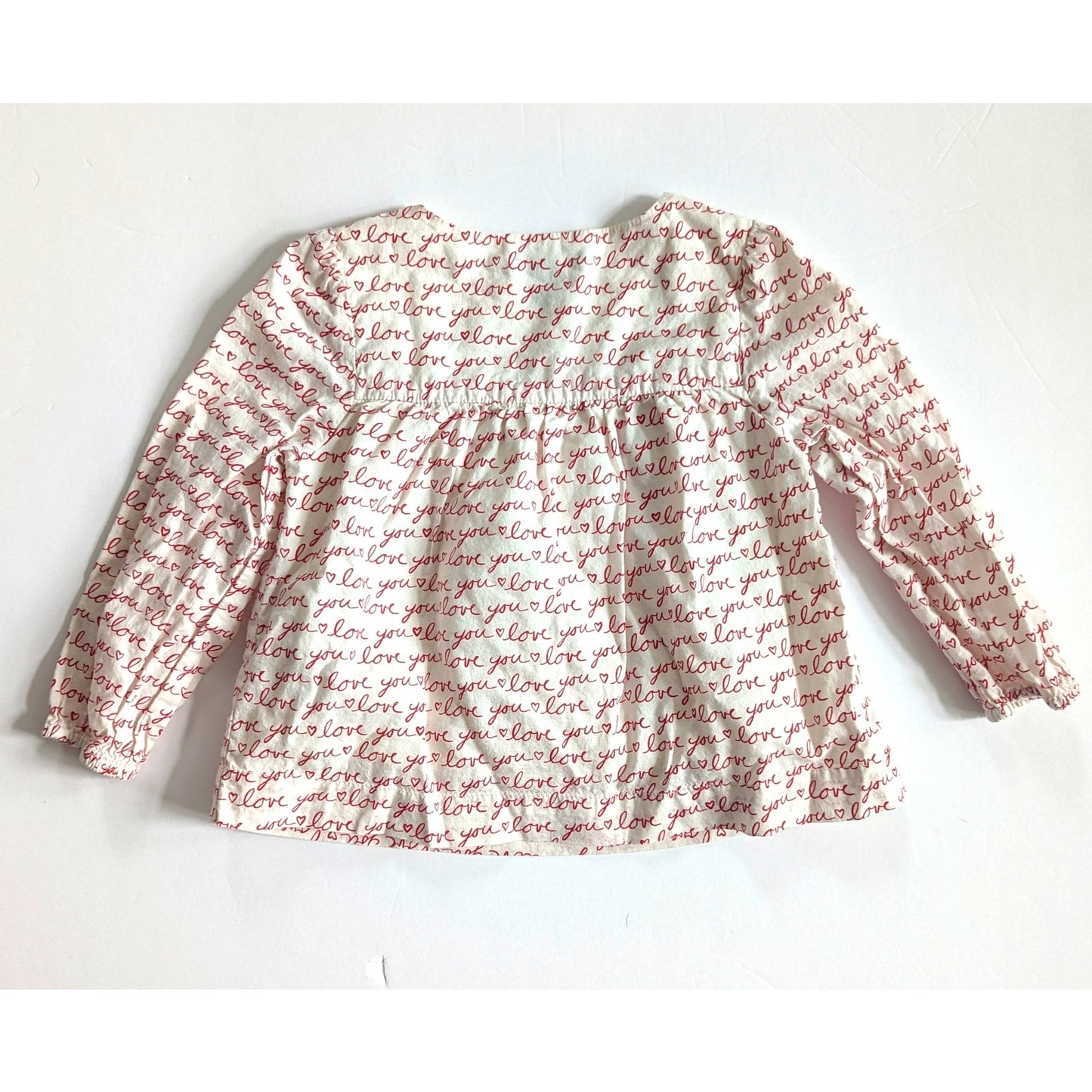 BabyGap “Love You” Hearts Button Blouse Long Sleeve Cotton Shirt | Girl 18–24M